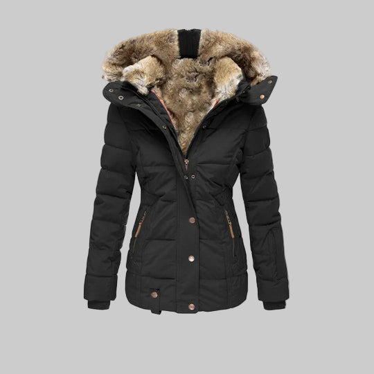 Women’s Puffer Jacket With Faux Fur Hood