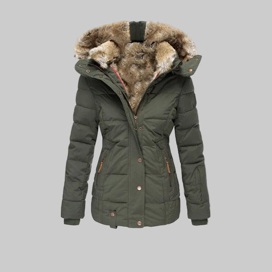 Women’s Puffer Jacket With Faux Fur Hood