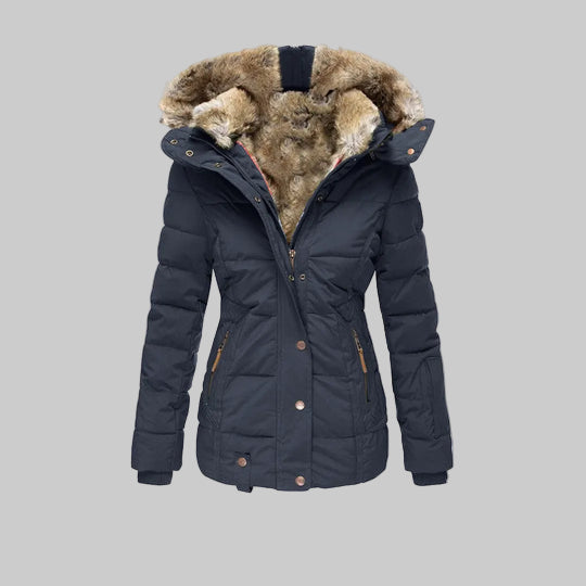 Women’s Puffer Jacket With Faux Fur Hood