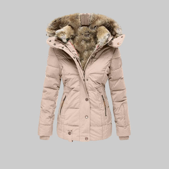 Women’s Puffer Jacket With Faux Fur Hood