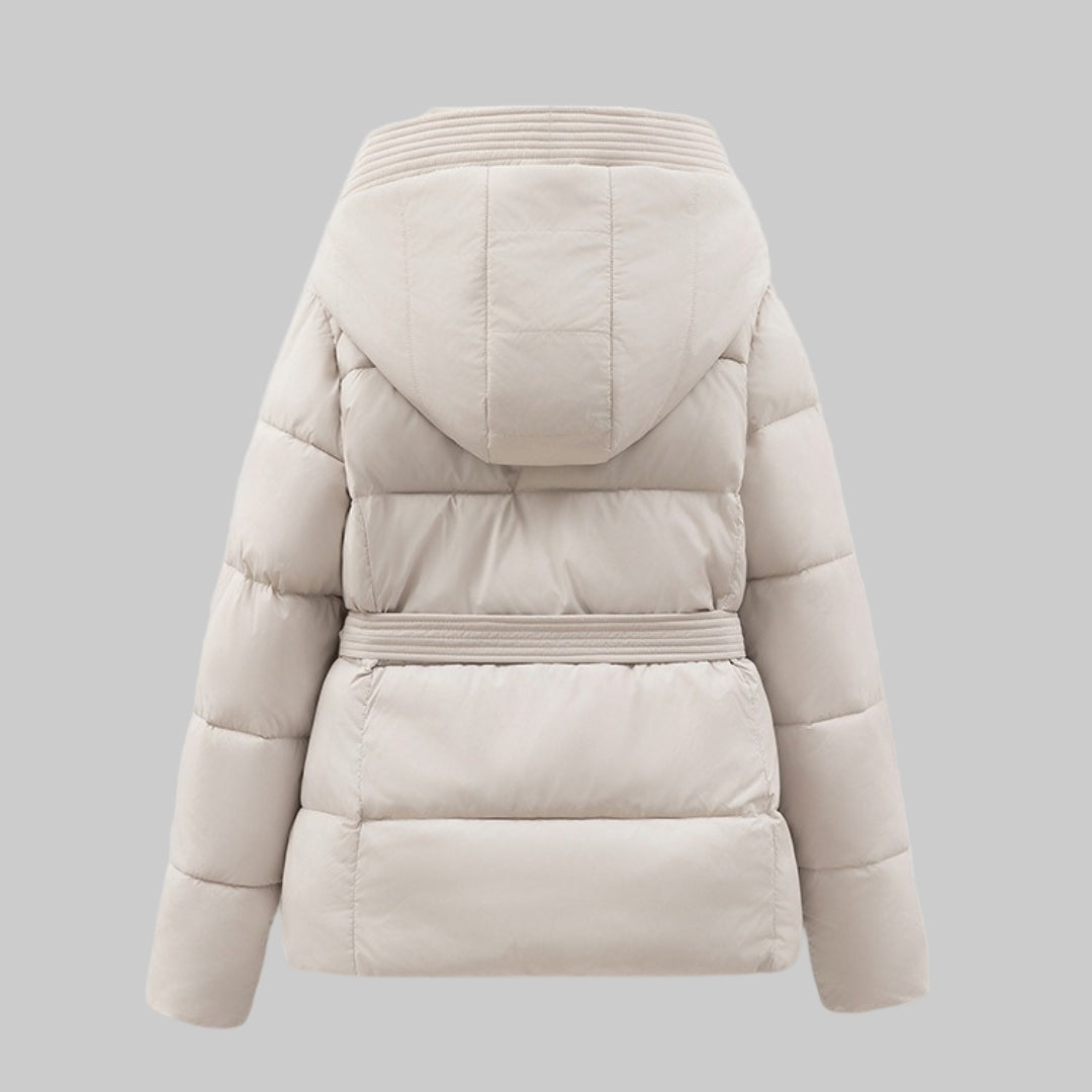 Women’s Hooded Puffer Jacket With Belt