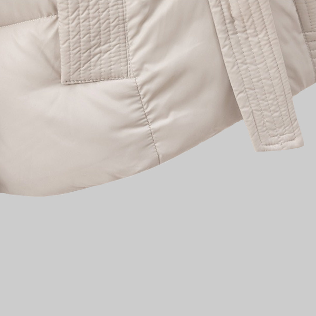 Women’s Hooded Puffer Jacket With Belt