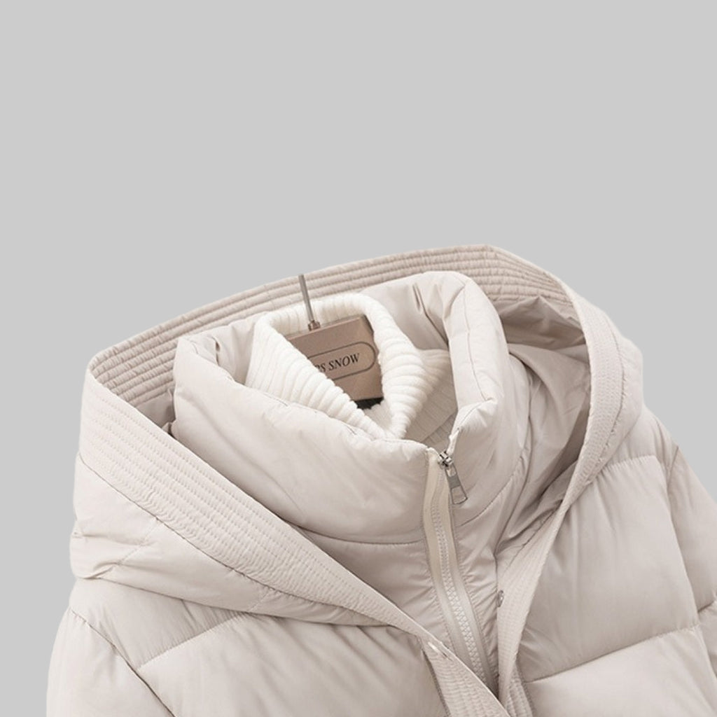 Women’s Hooded Puffer Jacket With Belt