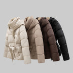 Women’s Hooded Puffer Jacket With Belt