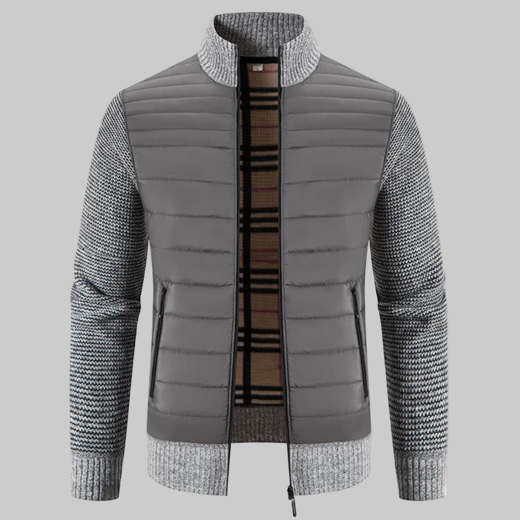 Men’s Quilted Fleece Jacket With Knitted Sleeves