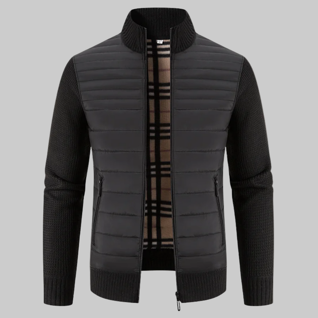 Men’s Quilted Fleece Jacket With Knitted Sleeves