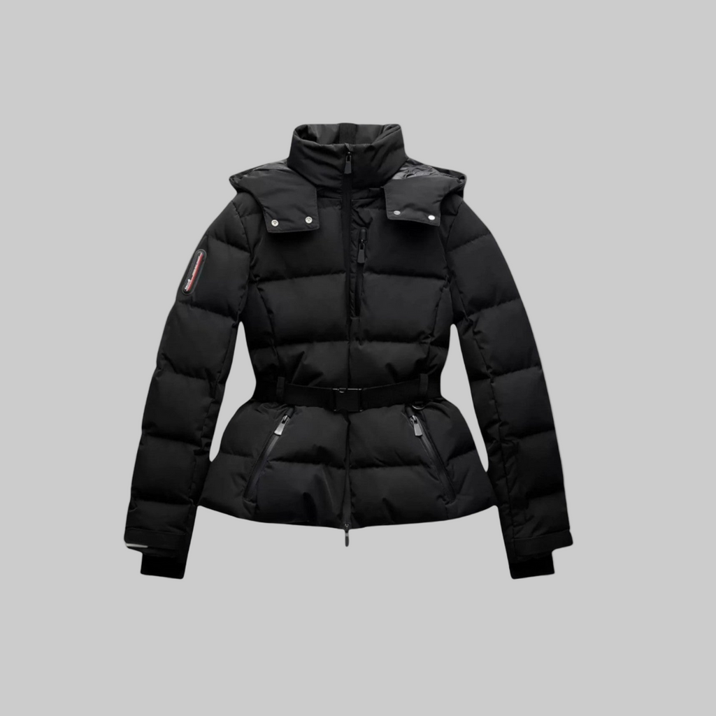 Women's Water-Resistant Puffer Jacket with Belt