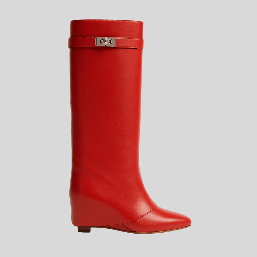 Women’s Knee High Boots Pointed Toe Lock Detail