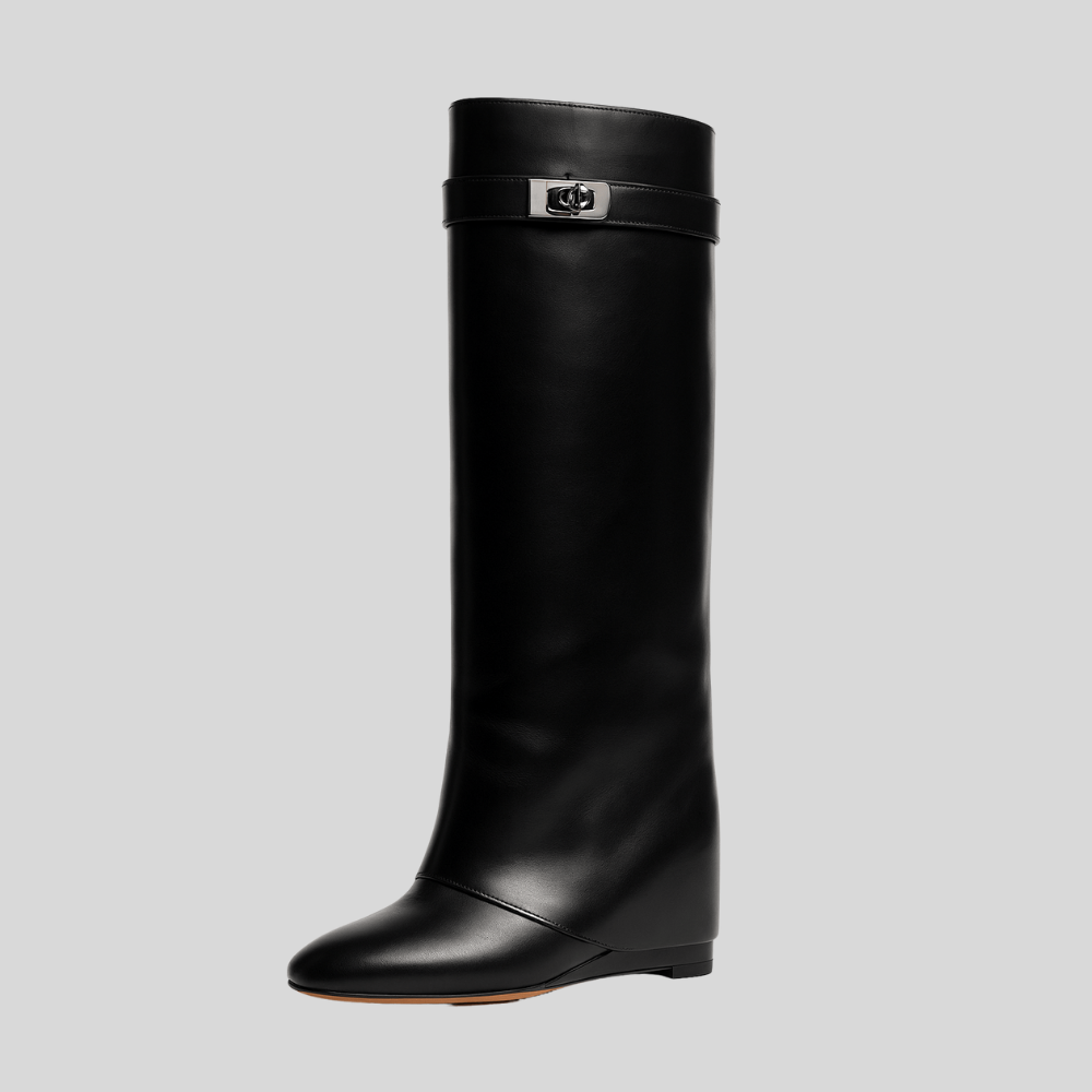 Women’s Knee High Boots Pointed Toe Lock Detail